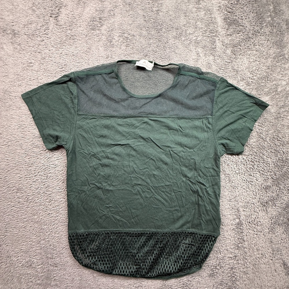 Adidas Stella McCartney Shirt Top Mesh Green Short Slv Workout Tee XS Oversized